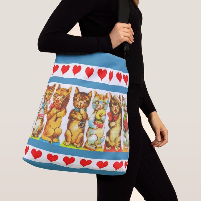 Happy Cats und Herz drucken Tragetaschen Mit Langen Trägern (Von Nahem)