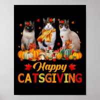 Happy Catsgiving Siamese Katze Herbst Fall Vibes T