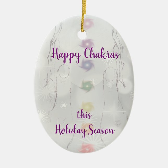 Happy Chakras New Age Weihnachten Keramik Ornament (Vorne)