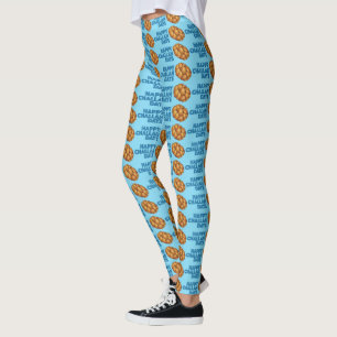 Happy Challah Days Blue Chanukah Hanukkah Holiday Leggings