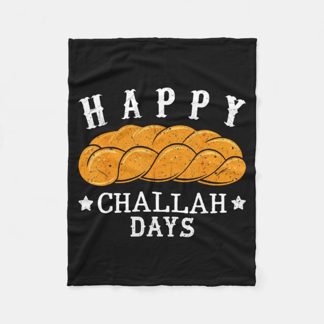 Happy Challah Days Funny Jewish Holiday Pun Humor  Fleecedecke (Vorderseite)