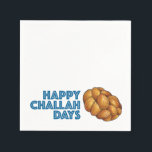 Happy Challah Days Hanukka Chanukah jüdisches Brot Serviette<br><div class="desc">Napkin präsentiert eine originelle Marker-Illustration eines Laib geflochtenen herausfordernden Brotes,  mit HAPPY CHALLAH DAYS in einem lustigen Schriftart. Ideal für Hanukkah Feierlichkeiten! Sehen Sie nicht,  wonach Sie suchen? Brauchen Sie Hilfe bei der Anpassung? Klicken Sie auf "Kontakt mit diesem Designer",  um etwas für Sie erstellt zu haben!</div>