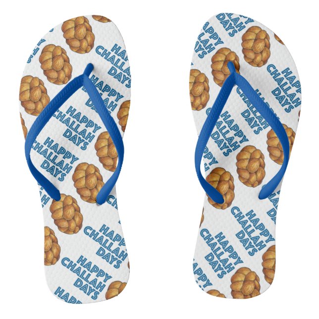 Happy Challah Days Hanukkah Jüdisches Urlaubsbrot Flip Flops (Fußbett)