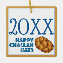 Happy Challah Days Hanukkah Jüdisches Urlaubsbrot Keramikornament