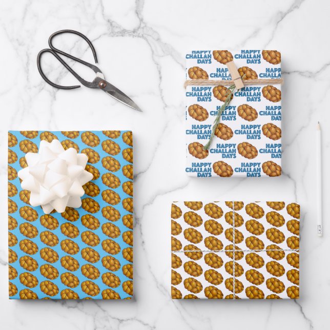 Happy Challah Days Holidays Hanukkah Chanukah Geschenkpapier Set (Vorderseite)