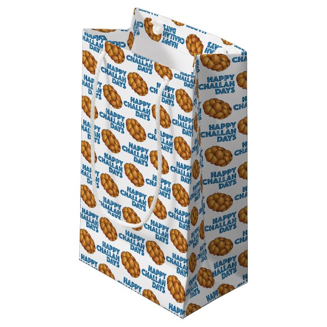 Happy Challah Days Jewish Holidays Broad Loaf Kleine Geschenktüte (Vorderseite Schrägansicht)