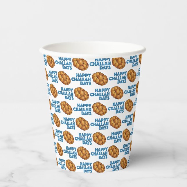 Happy Challah Days Jewish Holidays Broad Loaf Pappbecher (Vorderseite)