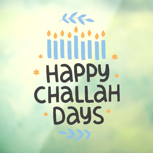 Happy Challah Days Menorah Fensteraufkleber (Blatt 3)