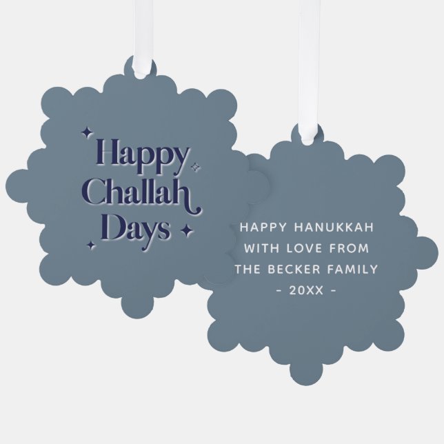 Happy Challah Days Ornament Card (Vorderseite/Rückseite)