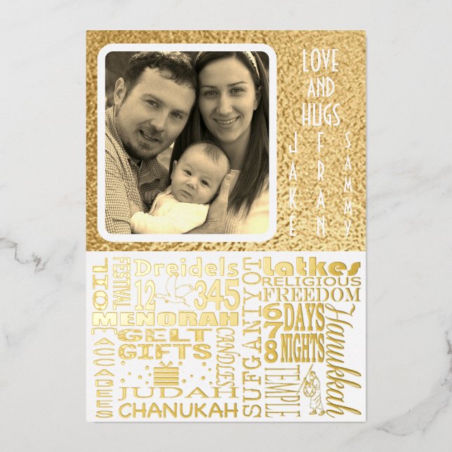 Happy Chanukah Chatter Folien Feiertagskarte (Vorderseite)