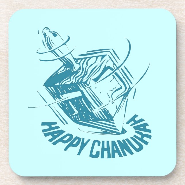 Happy Chanukah Dreidel Getränkeuntersetzer (Vorderseite)