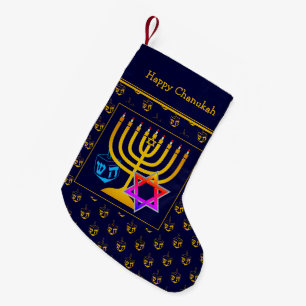 HAPPY CHANUKAH   Dreidel   Menorah   Davidstern Kleiner Weihnachtsstrumpf