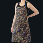 Happy Chanukah Gold Schürze<br><div class="desc">Happy Chanukah Gold überlappende Wirbel von Blues und Gold. Personalisieren Sie, indem Sie Text löschen und Ihre eigenen hinzufügen. Verwenden Sie Ihren bevorzugten Schriftart Stil, Farbe und Größe. Stellen Sie sicher, dass Sie die Größe und die Farbe des Gurtes auswählen. Alle Designelemente können auf andere Zazzle-Produkte übertragen und bearbeitet werden....</div>