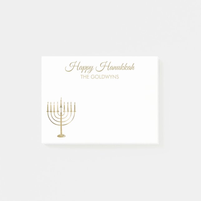 Happy Chanukah Menorah Holiday 4x3 Post-it Klebezettel (Vorderseite)