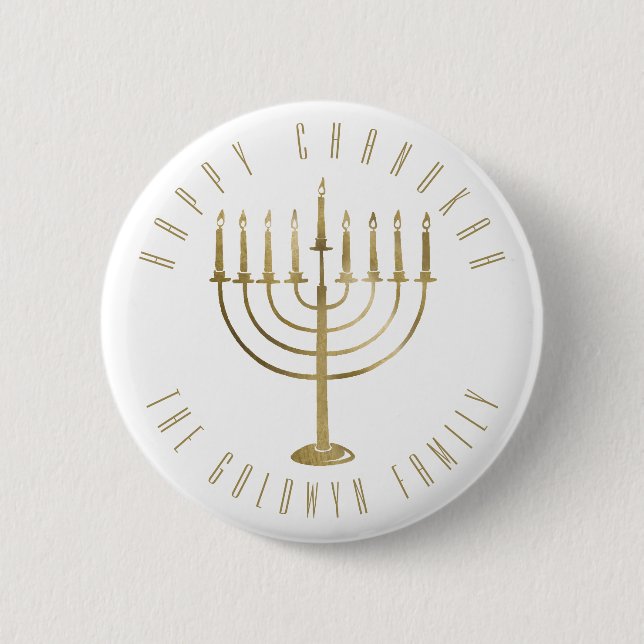 Happy Chanukah Menorah Holiday Button (Vorderseite)