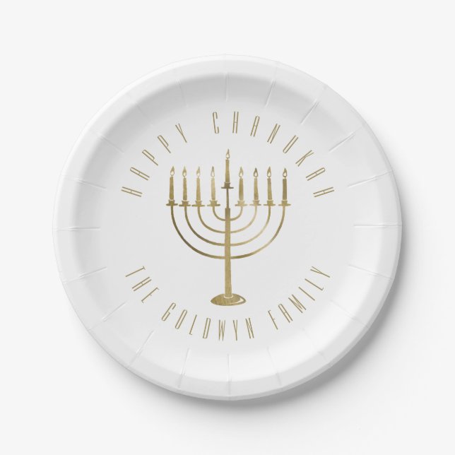 Happy Chanukah Menorah Holiday Pappteller (Vorderseite)