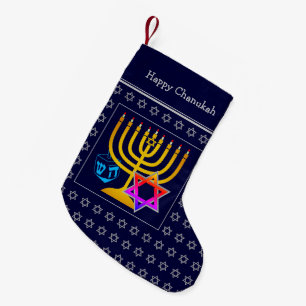 HAPPY CHANUKAH Menorah Star von David Dreidel Kleiner Weihnachtsstrumpf