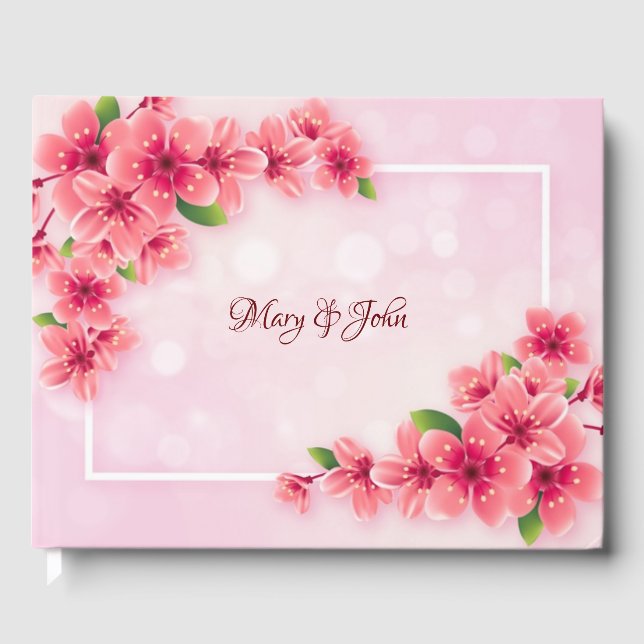 Happy Charry Pink Hochzeit Gästebuch (Vorderseite)