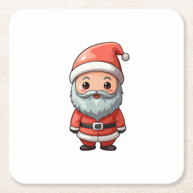 Happy Chibi Santa Claus Character Design Rechteckiger Pappuntersetzer (Vorderseite)