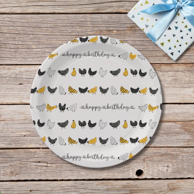 Happy Chicken Country Farm Animal Muster Pappteller (happy chicken birthday party decor)
