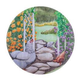 Happy Chicken Garden  Schneidebrett