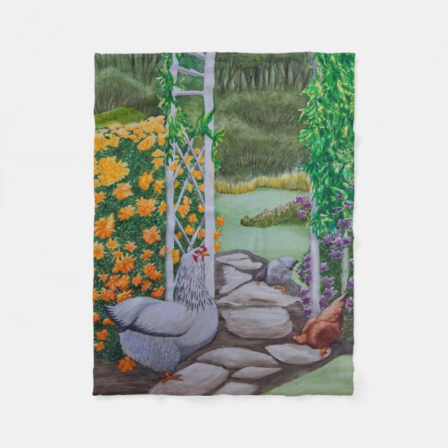 Happy Chickens nach Spaß im Park Fleecedecke (Vorderseite)