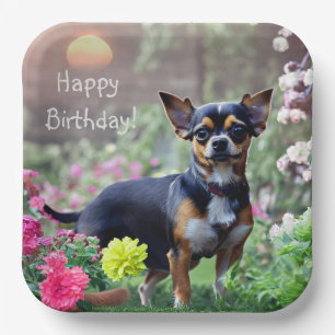 Happy Chihuahua Birthday Pappteller
