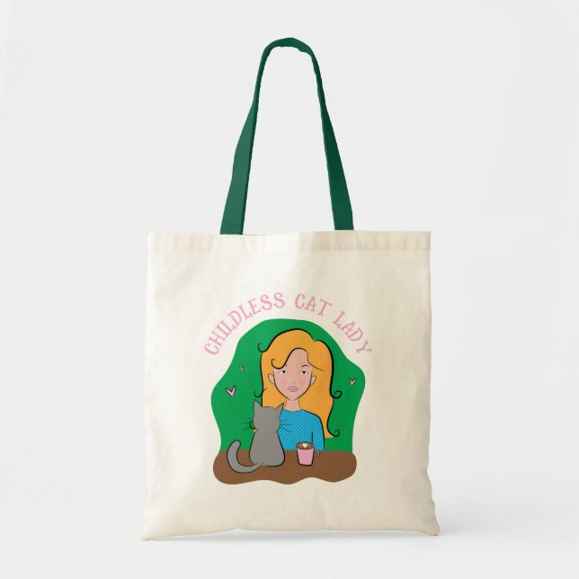 Happy Childless Cat Lady Tote Bag Tragetasche (Vorne)