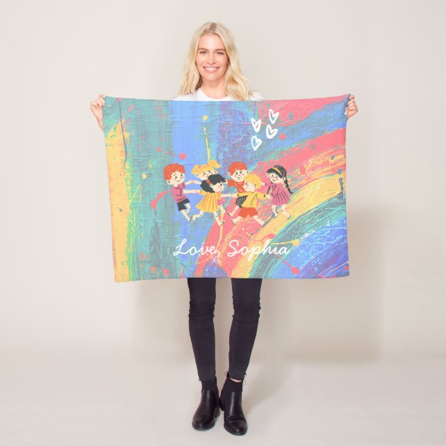 Happy Children and Rainbow Fleece Blanket (Beispiel)