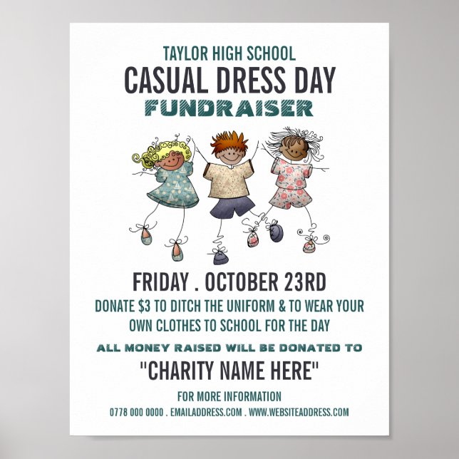 Happy Children, Lässig Dress Day Fundraiser Advert Poster (Vorne)