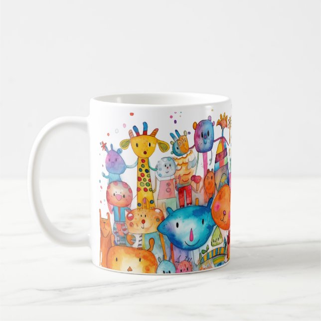 Happy Children's zeichnend Landtiere Kaffeetasse (Links)