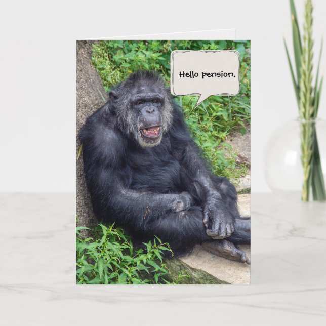 Happy Chimpanzee Retirement Karte (Vorderseite)