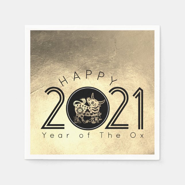 Happy Chinese Metal Ox New Year 2021 PN Serviette (Vorderseite)