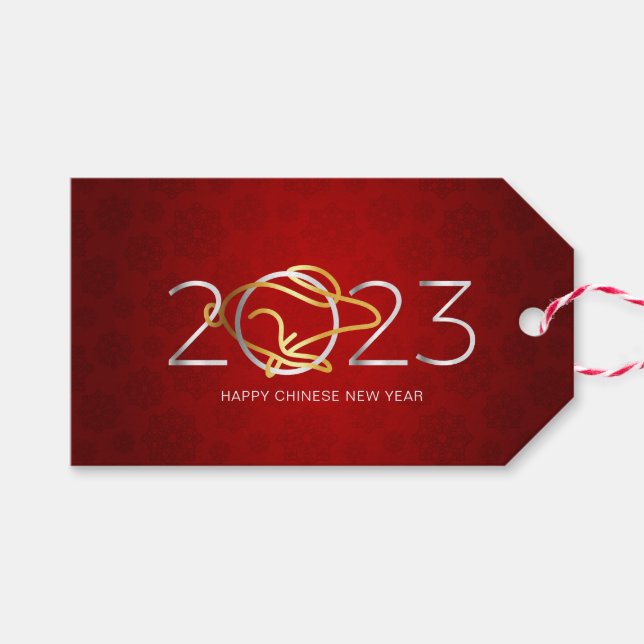 Happy Chinese New Year 2023 Poster Geschenkanhänger (Vorderseite (Horizontal))