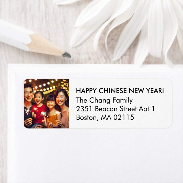 Happy Chinese New Year Custom Foto Schwarz & Weiß (Insitu)