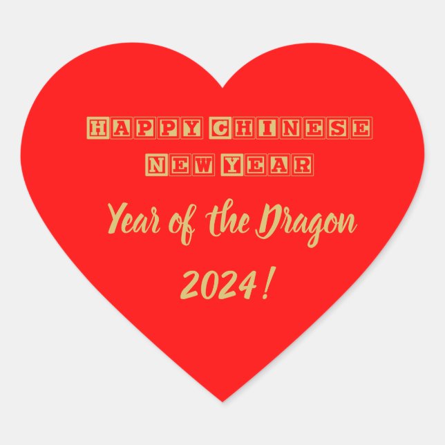 Happy Chinese New Year Herz-Aufkleber (Vorderseite)