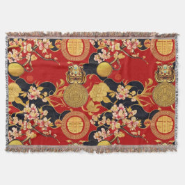 Happy Chinese New Year Moderne Asian Muster Decke