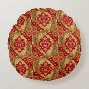 Happy Chinese New Year Moderne Asian Muster Rundes Kissen