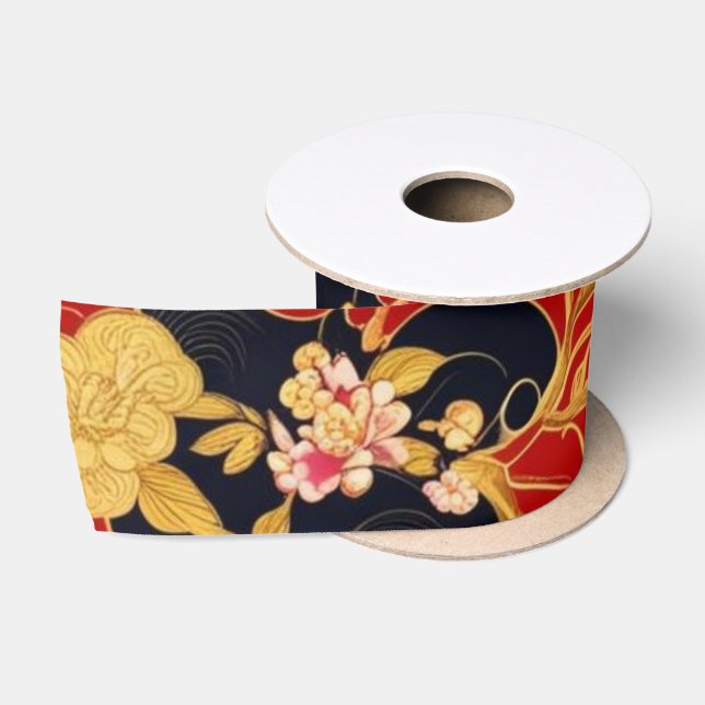 Happy Chinese New Year Moderne Asian Muster Satinband (Spule)