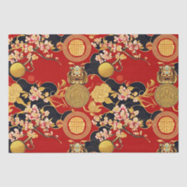 Happy Chinese New Year Moderne Asian Muster Seidenpapier