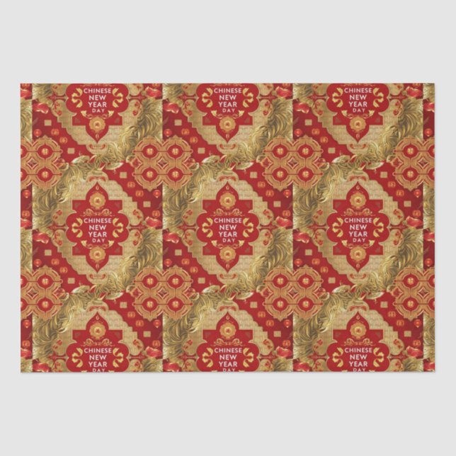 Happy Chinese New Year Moderne Asian Muster Seidenpapier (Vorderseite)