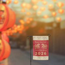 Happy Chinese New Year of Horse Elegant Gold Red