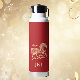 Happy Chinese New Year of Horse Elegant Gold Red  Trinkflasche