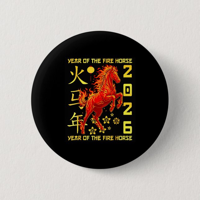 Happy Chinese New Year Of The Horse 2026 Lunar New Button (Vorderseite)