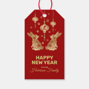 Happy Chinese New Year of the Rabbit Gift Tags Geschenkanhänger
