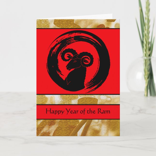 Happy Chinese New Year of the Ram Card Karte (Vorderseite)