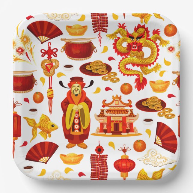 Happy Chinese New Year Pappteller (Vorderseite)