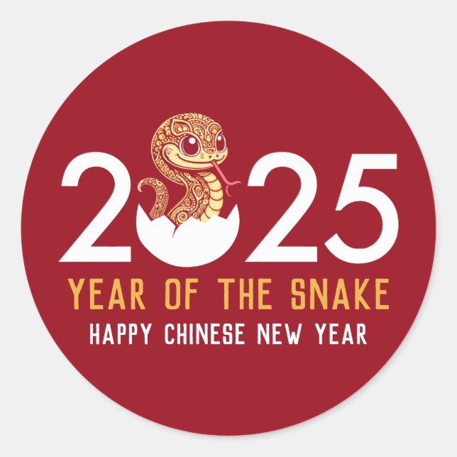 Happy Chinesisch Neues Jahr der Schlange 2025 Runder Aufkleber (Vorderseite)