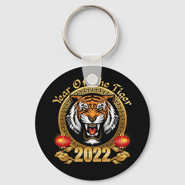 Happy Chinesisch Neujahr 2022 Jahr des Tiger Schlüsselanhänger (Vorderseite)