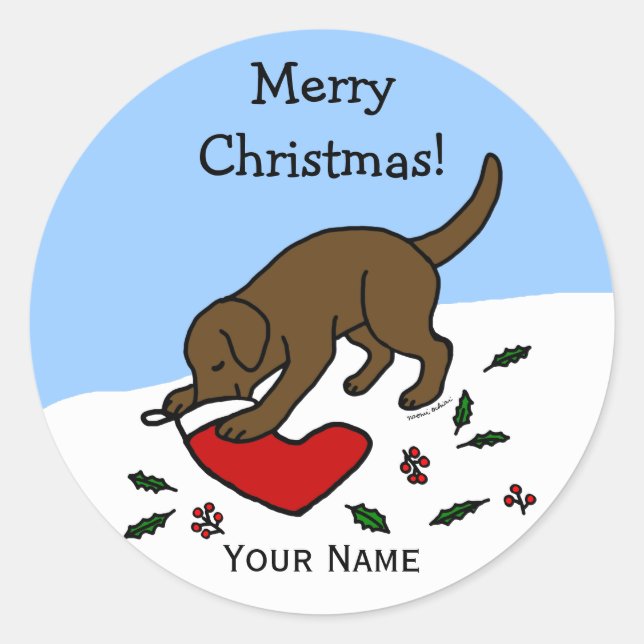 Happy Chocolate Lab Stickers Cartoon de Noël (Devant)